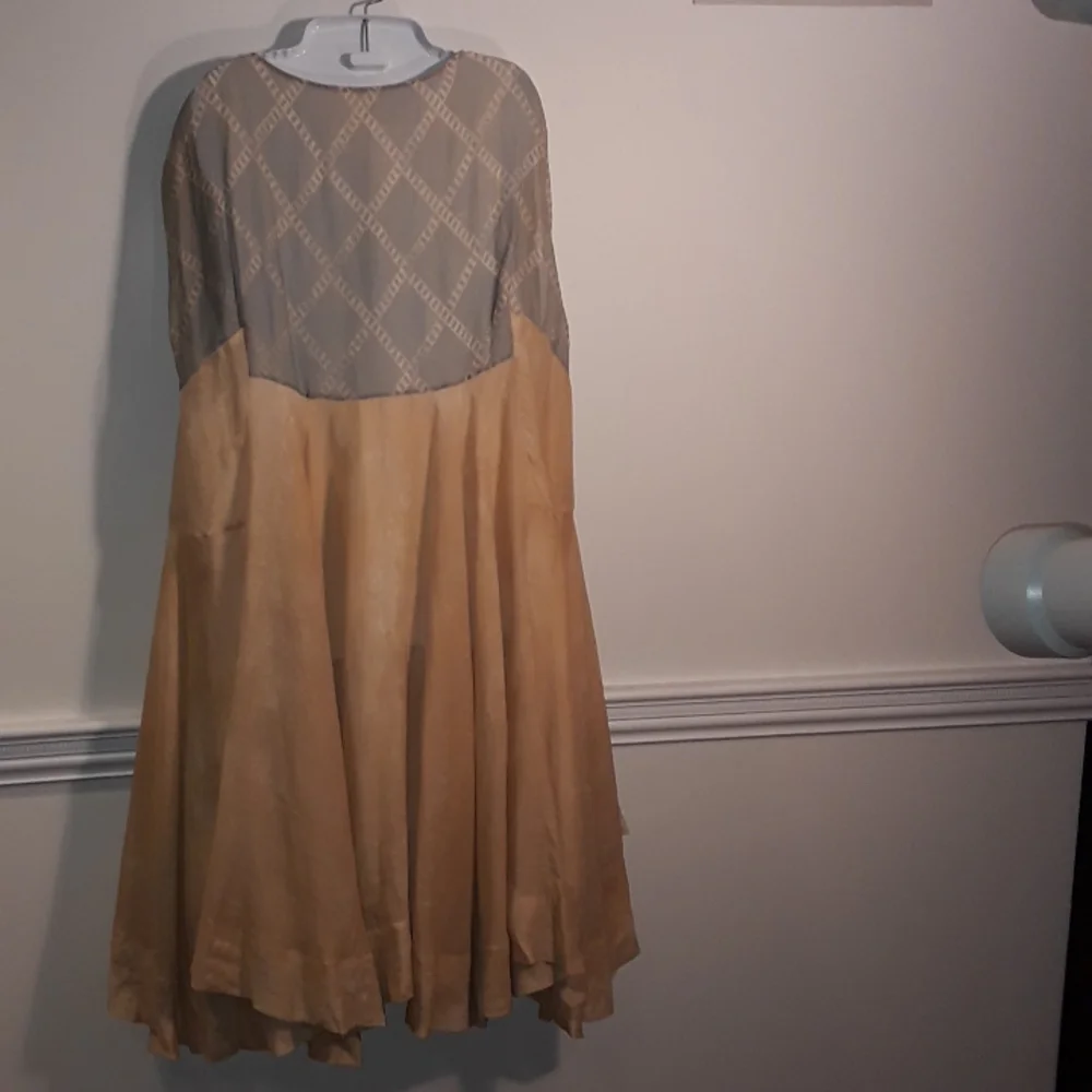 Gary graham raime tan/grey sleeveless oversized dress 8 - Picture 4 of 7
